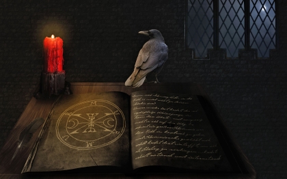 black dark red birds circles books magic sorcerer medieval candles black mage 1680x1050 wallpaper_www.animalhi.com_26